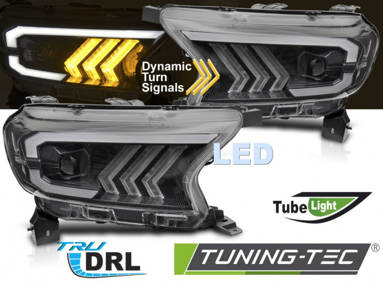 VOLL LED Upgrade Design Scheinwerfer Set für Ford Ranger 16-22 schwarz mit dyn. Blinker