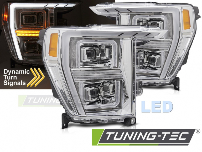 VOLL LED Tagfahrlicht Design Scheinwerfer Set für Ford F150 MK14 20-23 chrom mit dyn. Blinker