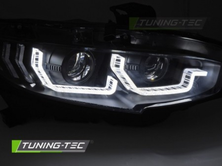 Upgrade Design Tagfahrlicht Scheinwerfer Set für Honda Civic X 16-21 schwarz mit dyn. Blinker