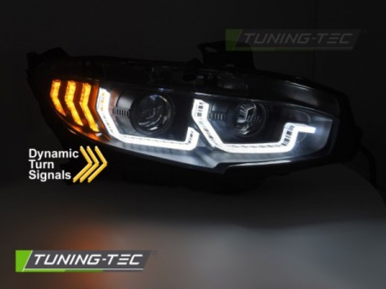 Upgrade Design Tagfahrlicht Scheinwerfer Set für Honda Civic X 16-21 schwarz mit dyn. Blinker
