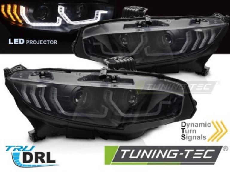 VOLL LED Upgrade Design Tagfahrlicht Scheinwerfer Set für Honda Civic X 16-21 schwarz mit dyn. Blinker