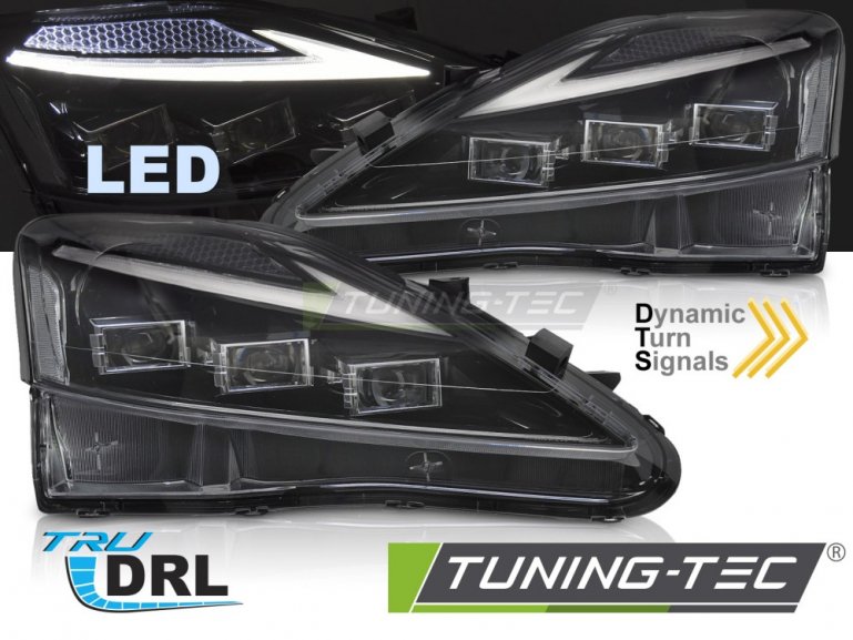VOLL LED Tagfahrlicht Scheinwerfer Set für Lexus IS 06-13 schwarz mit dyn. Blinker