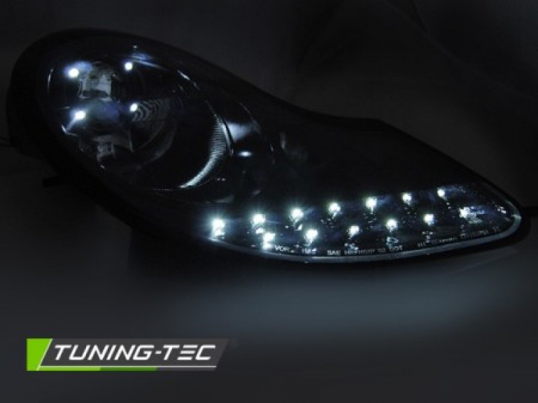 BLACKSHINE LED Tagfahrlicht Design Scheinwerfer für Porsche Boxster 986 / 911 996 96-04 Hochglanzschwarz