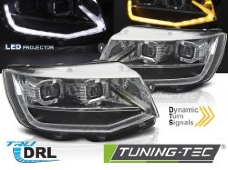 Upgrade Voll LED Tagfahrlicht Scheinwerfer Set für VW T6 15-19 chrom mit dynamischen LED Blinker