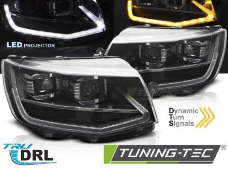 Upgrade Voll LED Tagfahrlicht Scheinwerfer Set für VW T6 15-19 schwarz mit dynamischen LED Blinker
