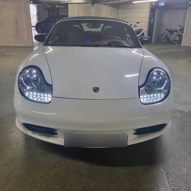 LED Tagfahrlicht Design Scheinwerfer für Porsche Boxster 986 / 911 996 96-04 chrom mit LED Blinker