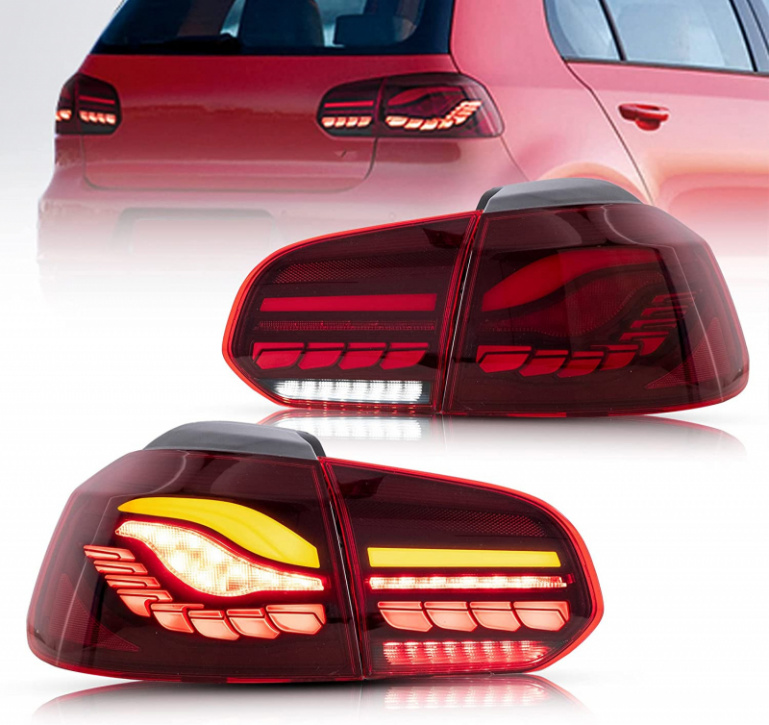 Voll LED Upgrade Design Rückleuchten für VW Golf 6 (VI) 08-12 Kirschrot in OLED Technik mit dynamischen Blinkern
