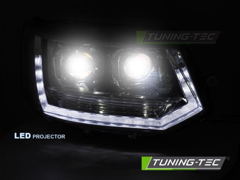 Ugrade Design Voll LED Tagfahrlicht Scheinwerfer für VW T5 GP (Facelift) 10-15 schwarz mit dynamischen LED Blinker und Welcome Funktion!