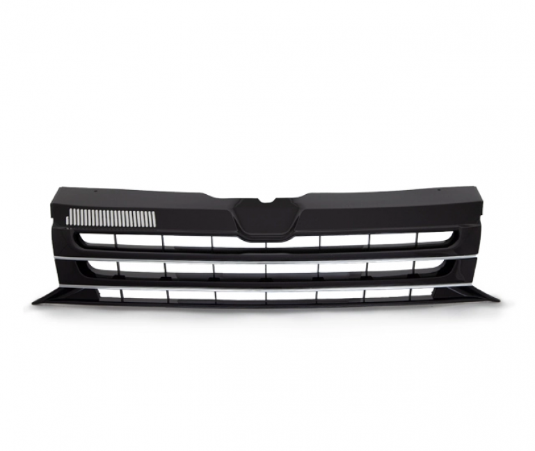 Upgrade Sportgrill / Kühlergrill ohne Emblem für Volkswagen T5 GP (Facelift) 10-15 schwarz/chrom