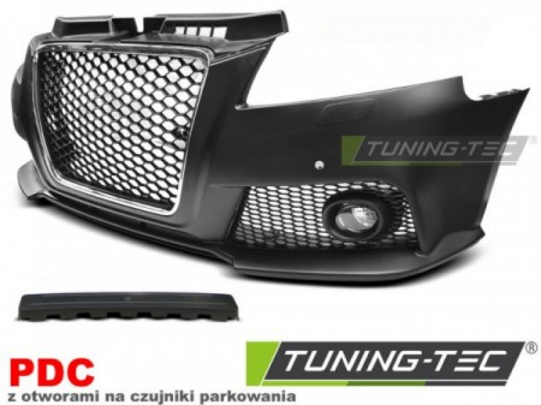 Upgrade Design Frontstoßstange für Audi A3 8PA Facelift  08-12 inkl. Zubehör und Grill chrom (mit PDC)