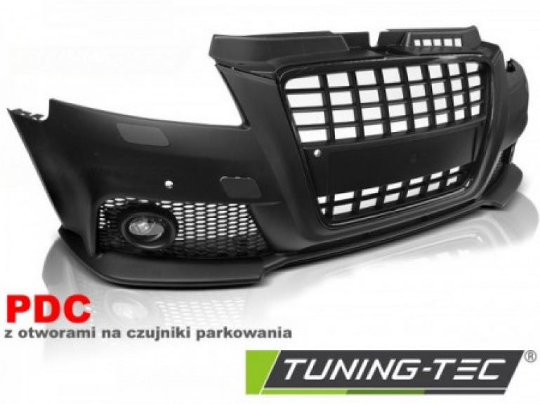 Upgrade Design Frontstoßstange für Audi A3 8PA Facelift  08-12 inkl. Zubehör und Grill Hochglanz schwarz (für PDC)