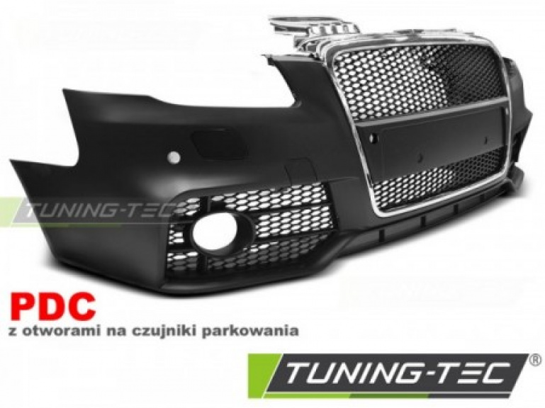 Upgrade Design Frontstoßstange für Audi A4 B7 (8E) 04-08 inkl. Zubehör schwarz/chrom mit PDC