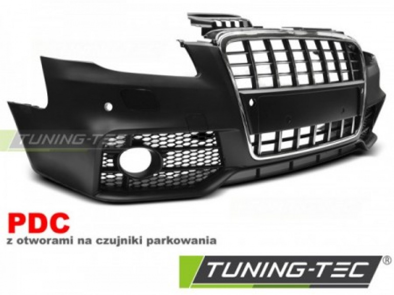 Upgrade Design Frontstoßstange für Audi A4 B7 (8E) 04-08 inkl. Zubehör schwarz/chrom mit PDC