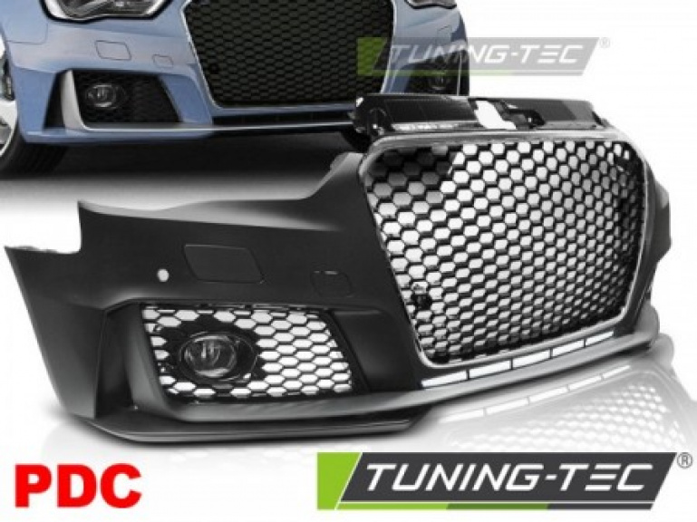Upgrade Design Frontstoßstange für Audi A3 8V 12-16 inkl. Zubehör in Hochglanz schwarz/chrom mit PDC