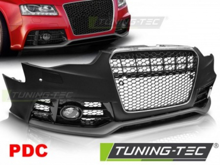 Upgrade Design Frontstoßstange für Audi A5 11-16 inkl Zubehör mit PDC Hochglanz schwarz/chrom