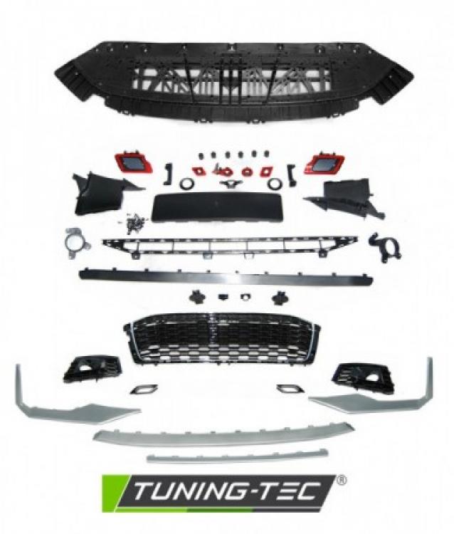 Upgrade Design Frontstoßstange für Audi A5 18+ inkl. Zubehör mit PDC schwarz/silber/chrom