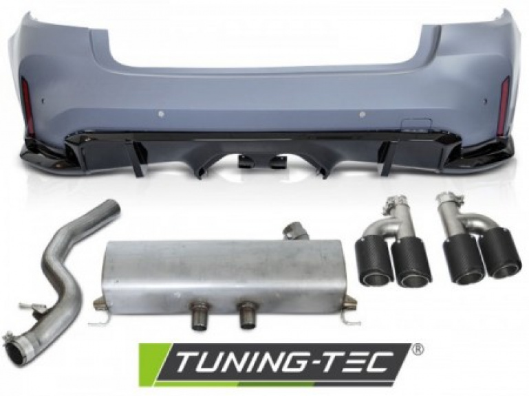 Upgrade Design Heckstoßstange für BMW 3er G20 Lim. 19+ mit PDC und Auspuffanlage + Endrohren
