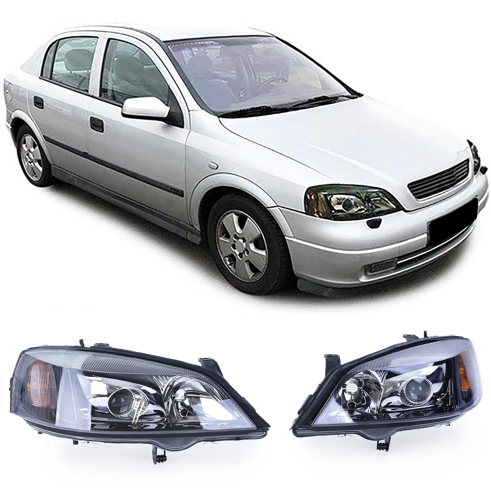 Xenon Upgrade Scheinwerferset für Opel Astra G 98-04 schwarz (D2S/H7)