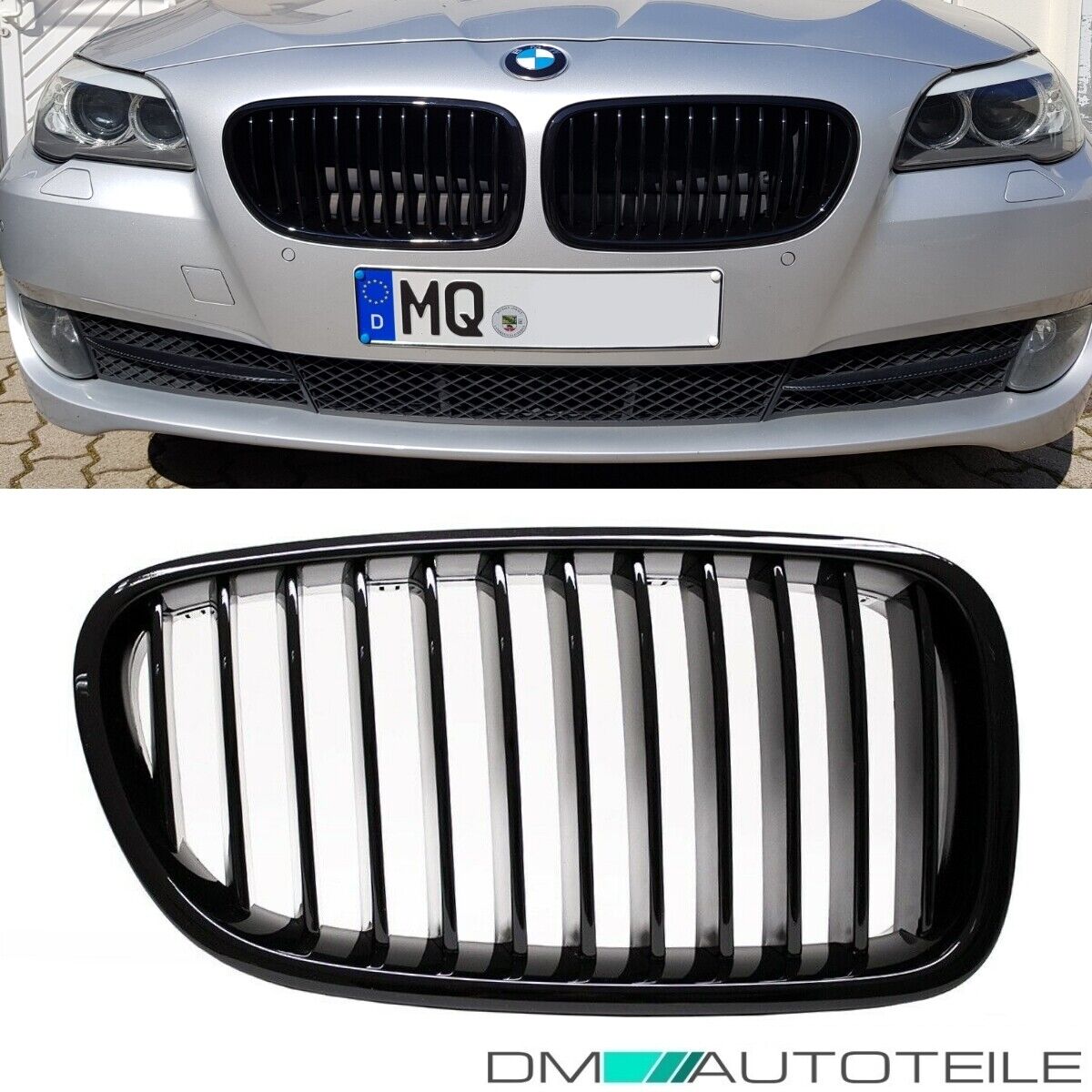 2x Kühlergrill Grill Schwarz Glanz Klavierlack passend für BMW F10 F11 auch  M M5