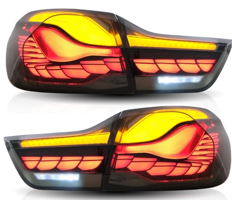 Voll LED Upgrade Design Rückleuchten für BMW 4er F33/F33/F36 13-21 schwarz/ rauch in OLED Technik mit dynamischem Blinker