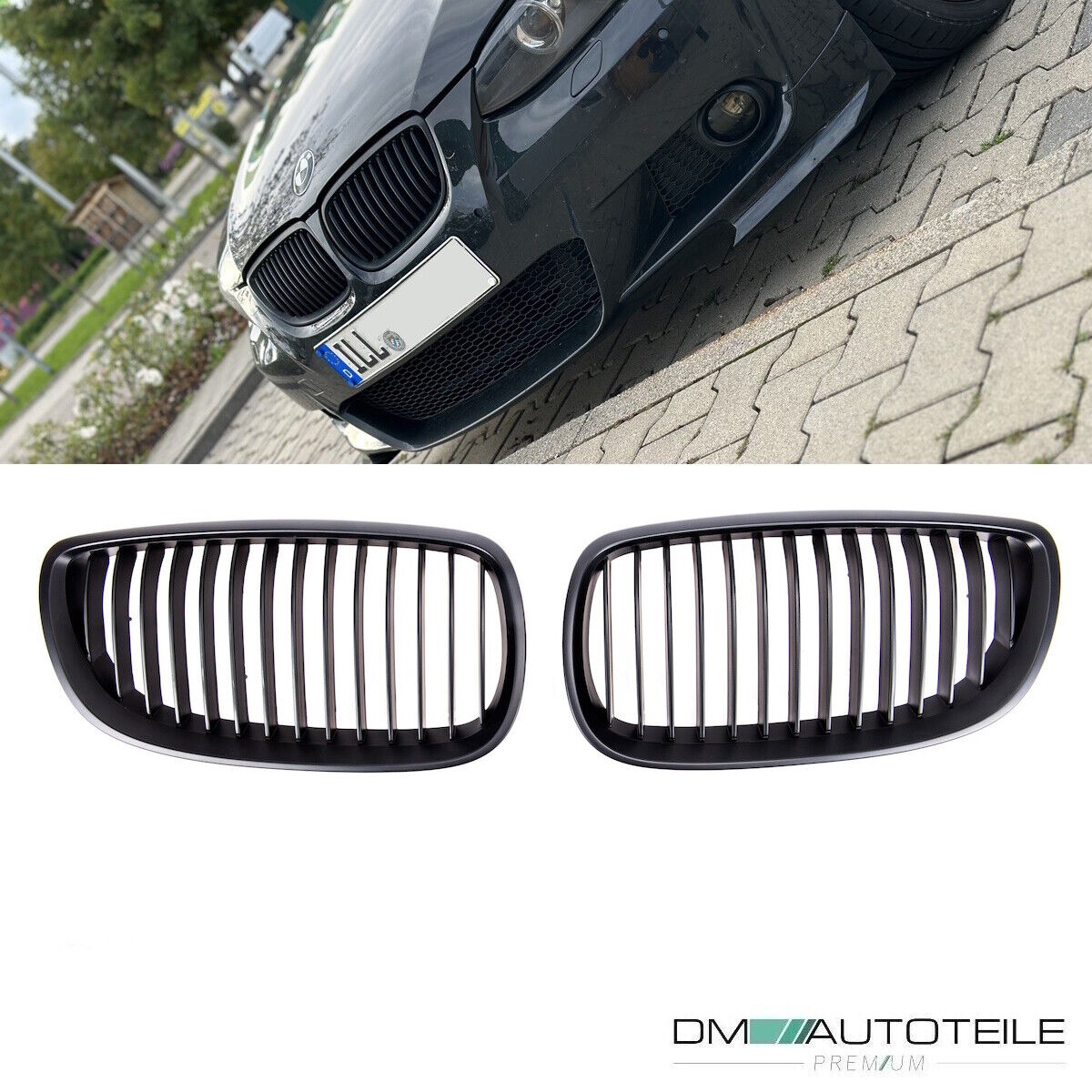 SET Kühlergrill Einzelsteg Performance Grill Schwarz Matt für BMW 3er E92  E93 Coupe Cabrio 06-10 auch M-Paket