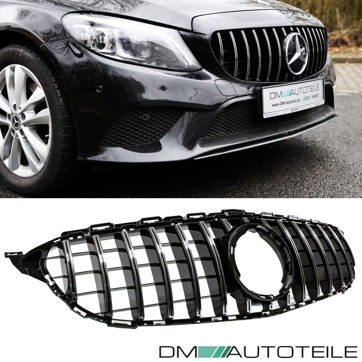 SPORT KÜHLERGRILL SCHWARZ CHROM GRILL für MERCEDES C-Kl. W204 S204