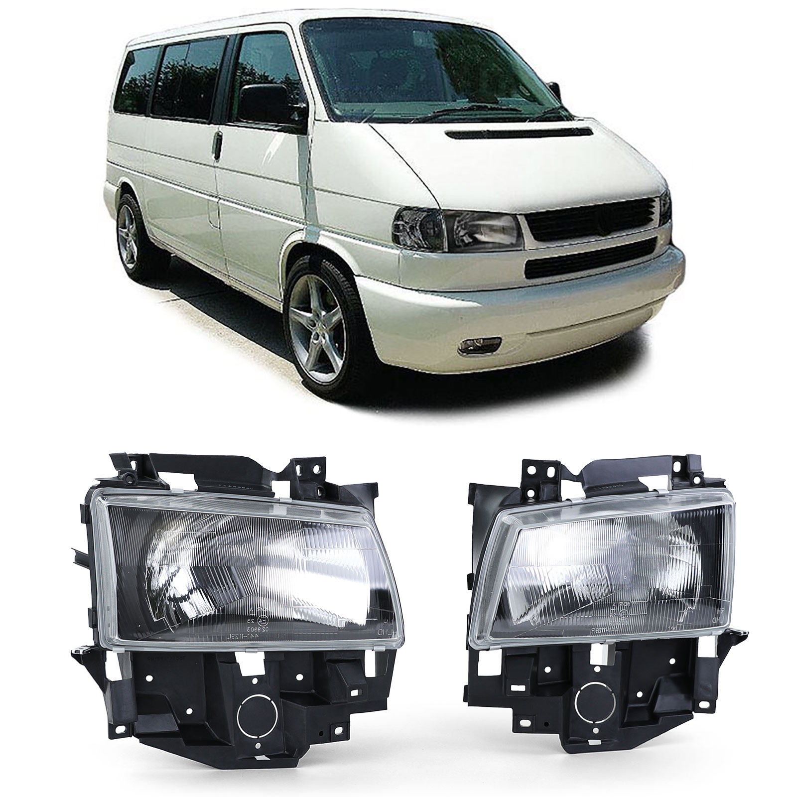 Scheinwerfer Tagfahrlicht Design LED schwarz passt für VW T4 kurz ab 1990 -  2003