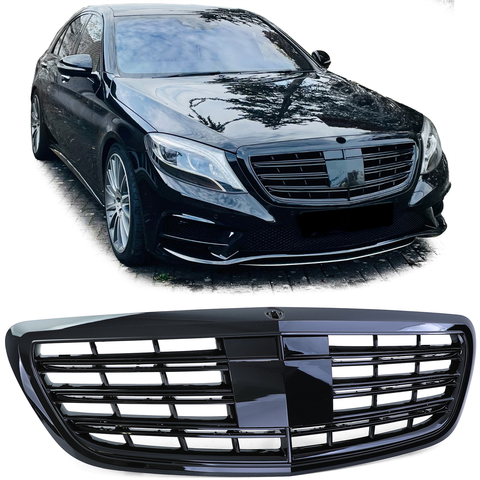 Upgrade Sportgrill / Kühlergrill für Mercedes Benz S-Klasse W222 13-20  Hochglanz schwarz