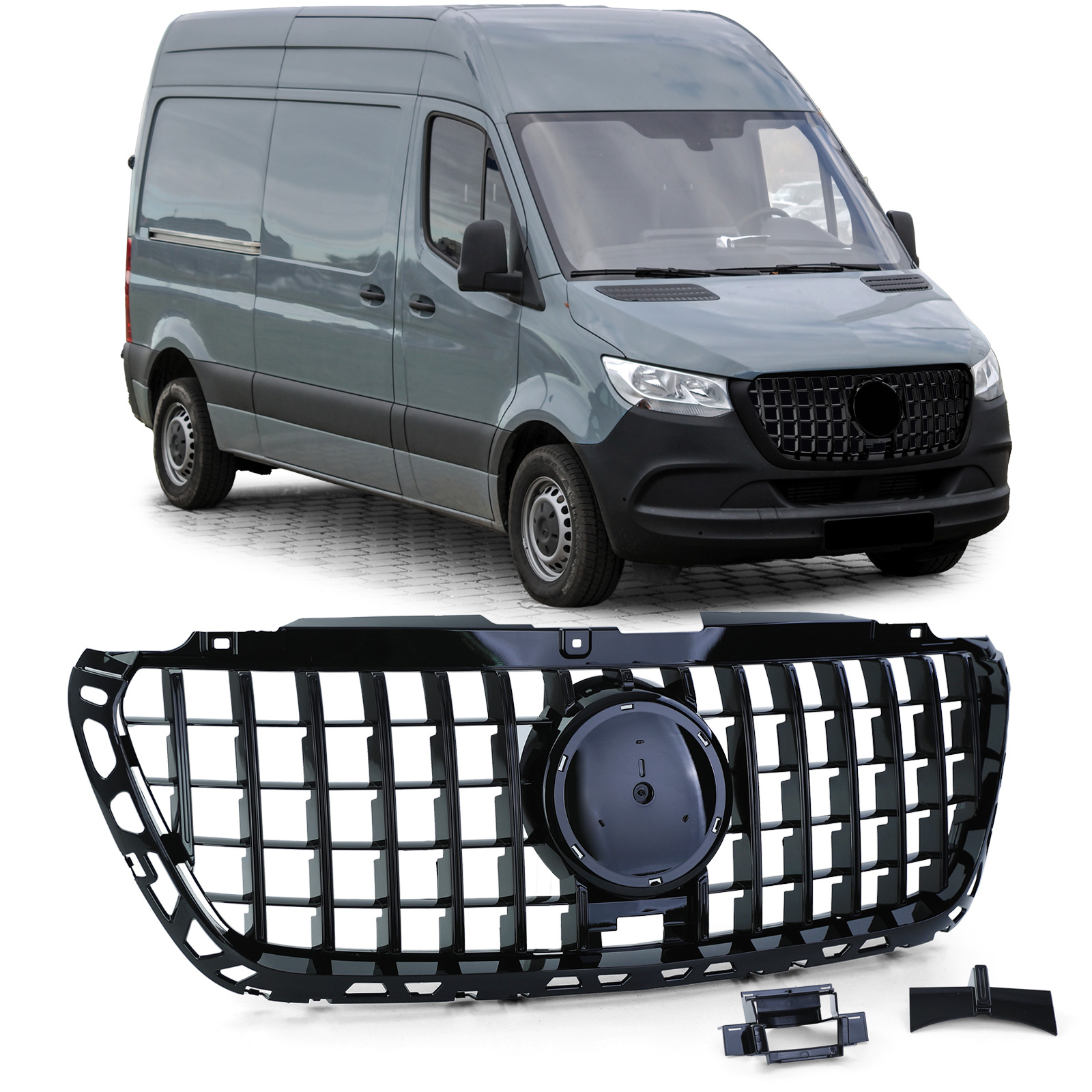 Für Mercedes Sprinter 907-910 2018-2023 Kühlergrillleisten Chrom Gebür