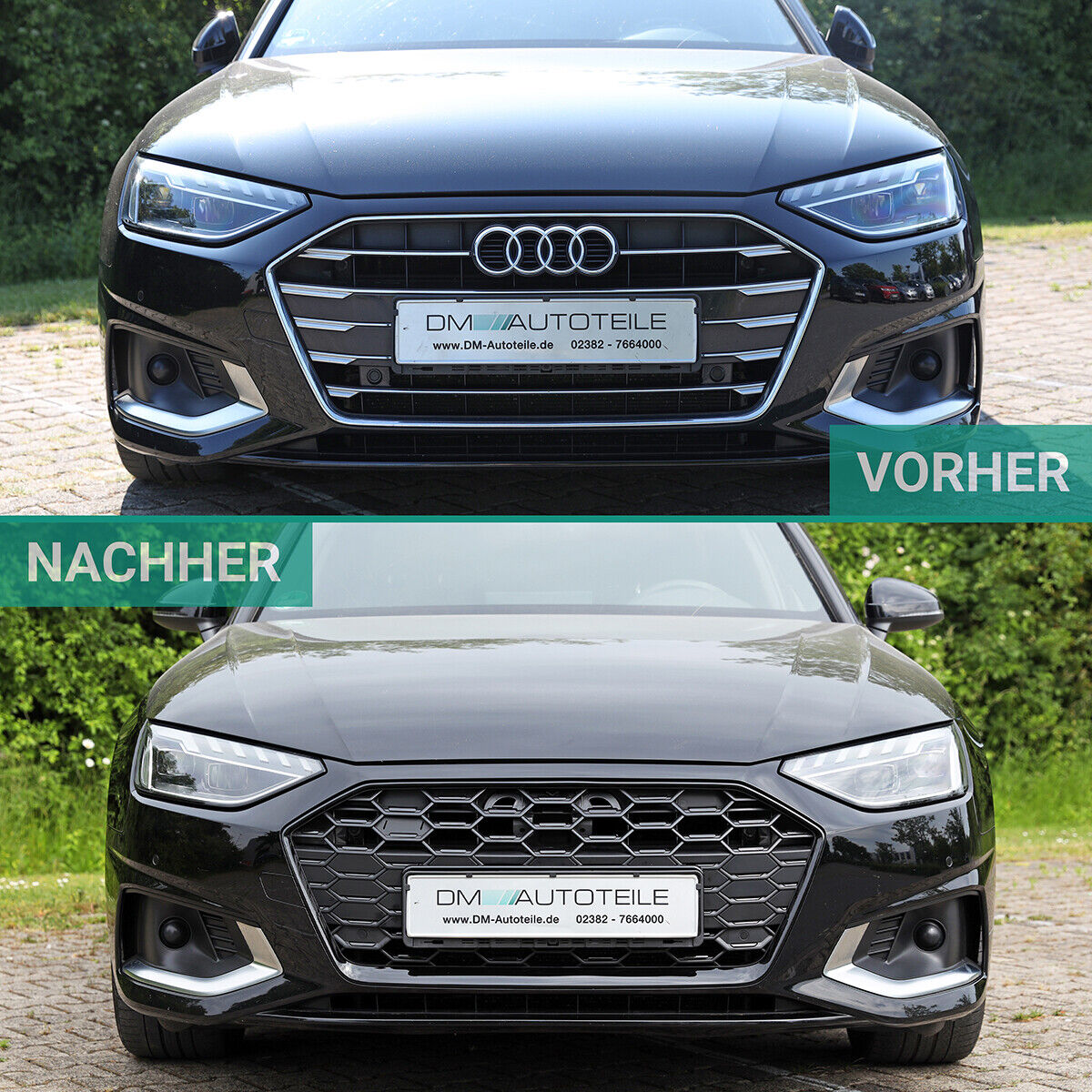 Wabengrill Breit Kühlergrill Schwarz passt für Audi A4 B9 Facelift ab 2019  für S Line Modelle