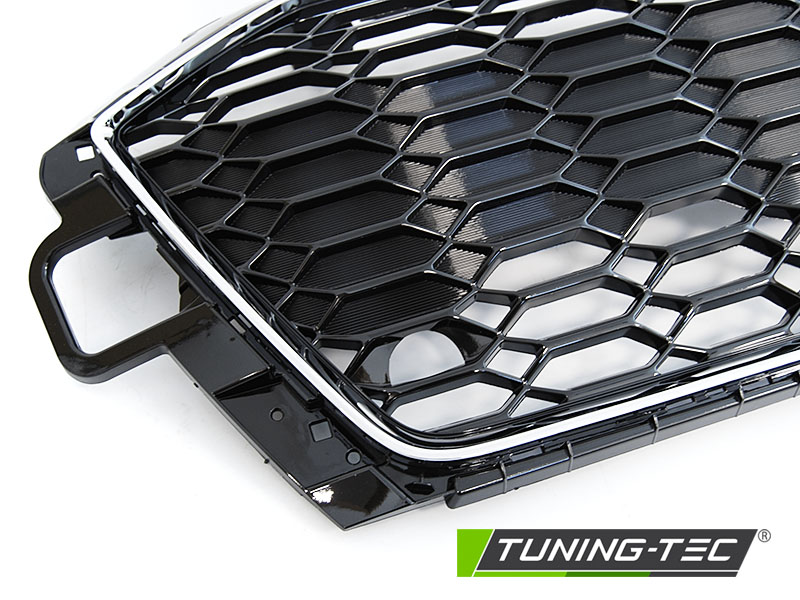 Upgrade Sportgrill / Kühlergrill für Audi A4 B9 (8W) ab 2019 (Facelift)  chrom/Hochglanz schwarz in Wabendesign mit PDC