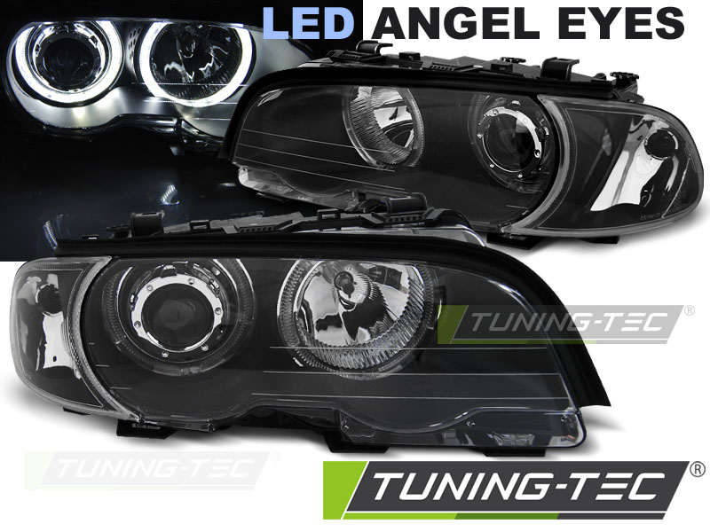 LED Angel Eyes Scheinwerfer für BMW 3er E46 Coupe / Cabrio 99-03 schwarz  Set