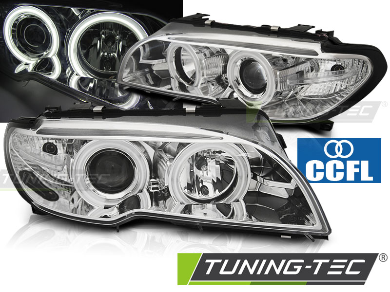 CCFL Angel Eyes Scheinwerfer für BMW 3er E46 Coupe / Cabrio 03-06 chrom Set