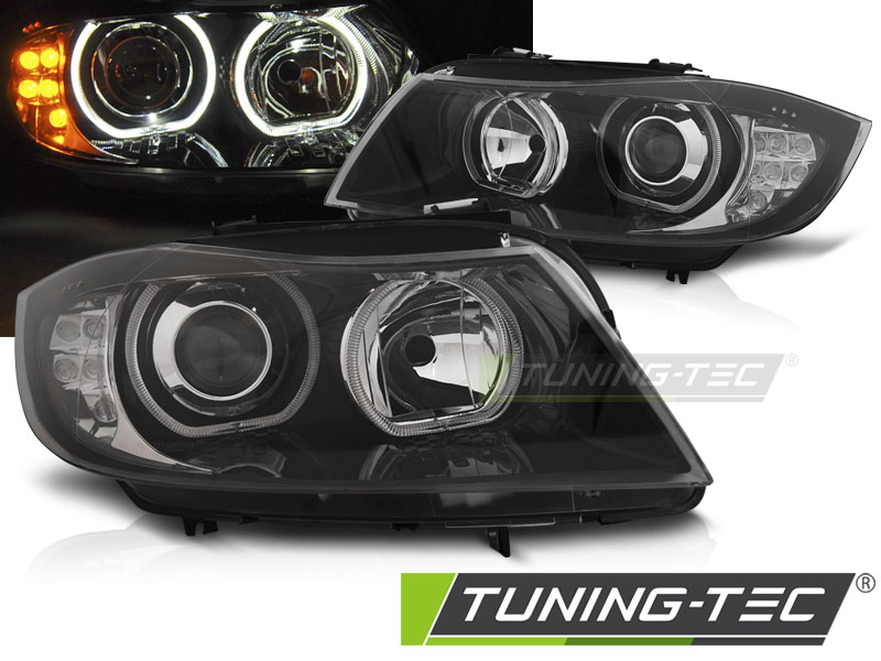 Xenon LED Angel Eyes Scheinwerfer für BMW 3er E90/E91 05-08 schwarz