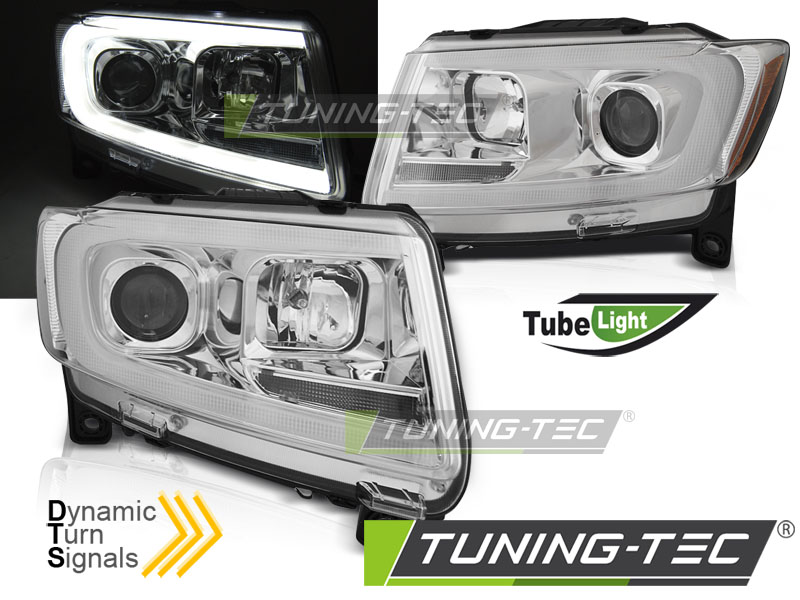 LED Tagfahrlicht Design Scheinwerfer für Jeep Grand Cherokee 11-13 chrom  mit LED Blinker LTI