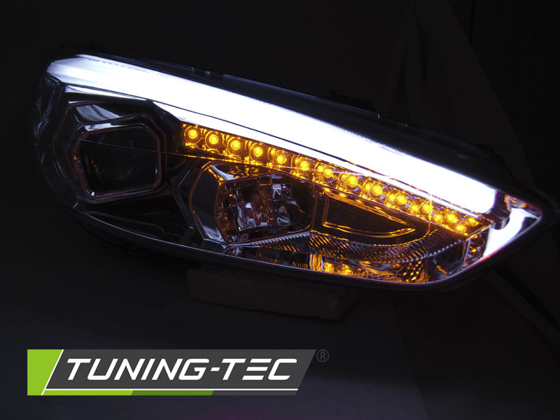 LED Tagfahrlicht Scheinwerfer für Ford Focus MK3 Facelift 14-18 chrom mit dynamischem  LED Blinker