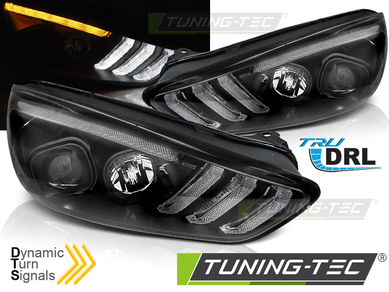 LED Tagfahrlicht Scheinwerfer für Ford Focus MK3 Facelift 14-18 schwarz mit  dynamischem LED Blinker