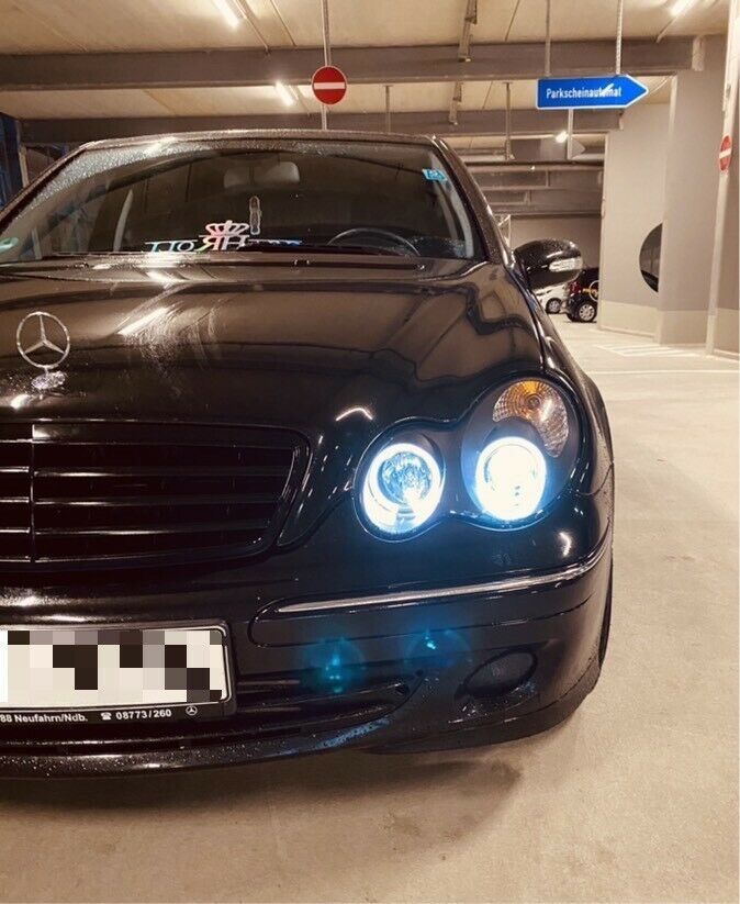 LED Angel Eyes Scheinwerfer für Mercedes Benz C-Klasse W203 00-04 schwarz