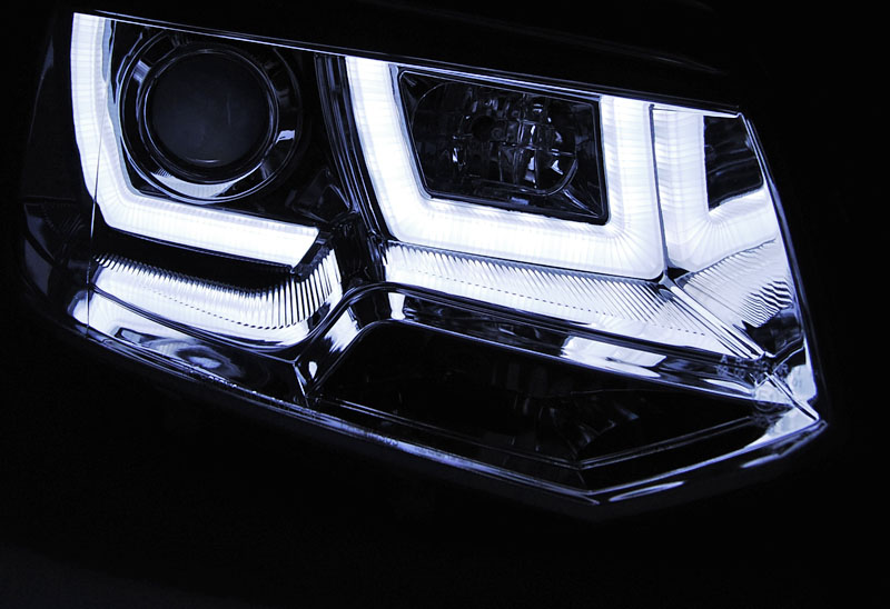 LED Tagfahrlicht Scheinwerfer für VW T5 GP (Facelift) chrom LTI