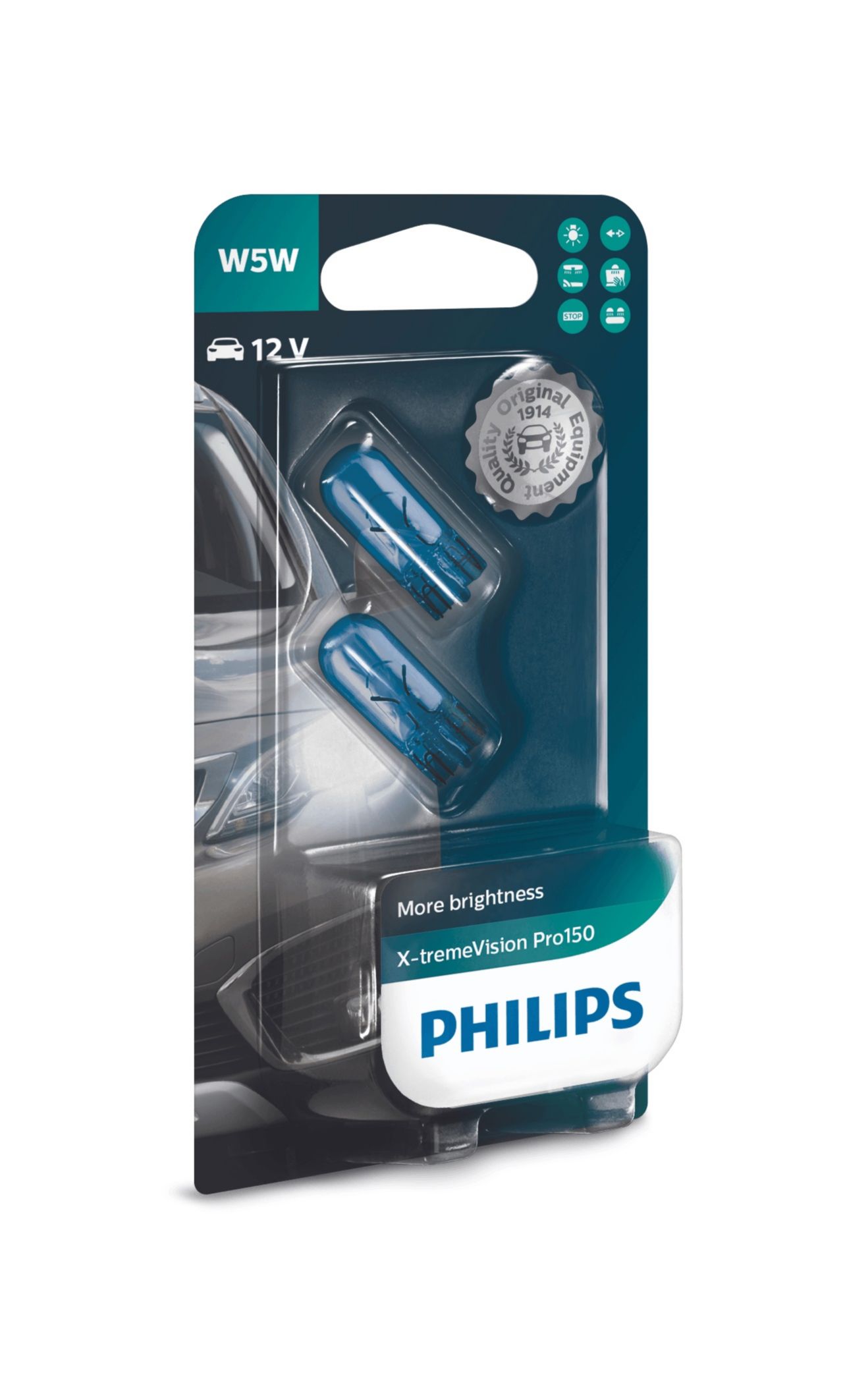 Philips W5W Glassockel 12V 5W X-tremeVision Pro150 Set - 2 Stück