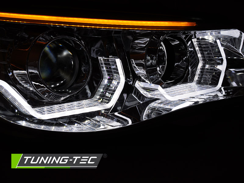 LED Angel Eyes Scheinwerfer für BMW 5er E60/E61 03-07 chrom mit LED Blinker