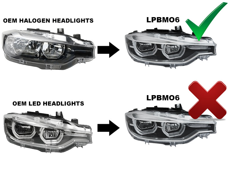 Voll LED Tagfahrlicht Angel Eyes Scheinwerfer für BMW 3er F30/F31 LCI 15-18  schwarz / chrom