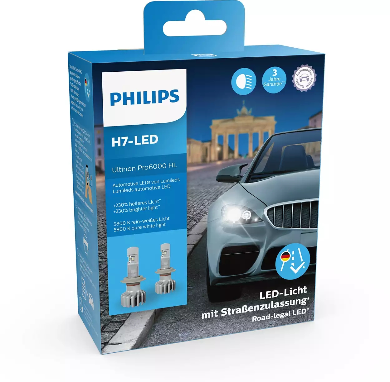 Philips H7 LED Ultinon Pro 6000 Scheinwerferlampe 5800K mit  Straßenzulassung