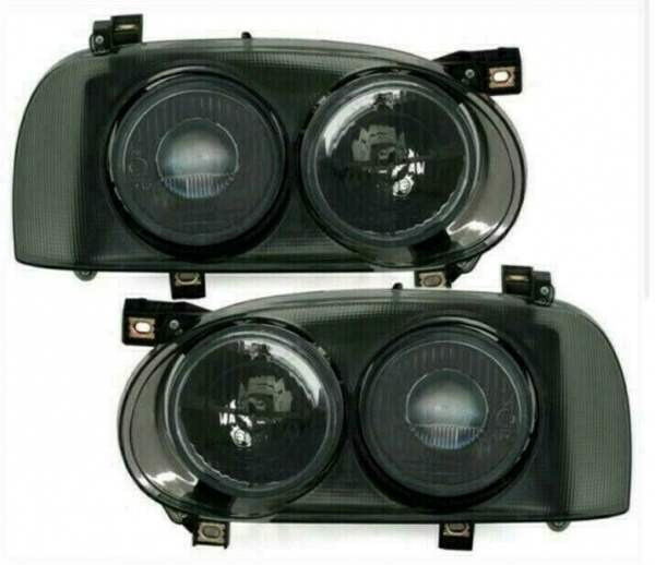 Upgrade Design Doppellinsen Scheinwerfer für VW Golf 3 91-97 schwarz/rauch