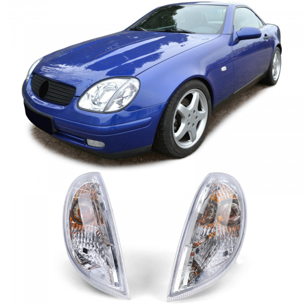Upgrade Design Klarglas Frontblinker Set für Mercedes Benz SLK R170 96-04 chrom