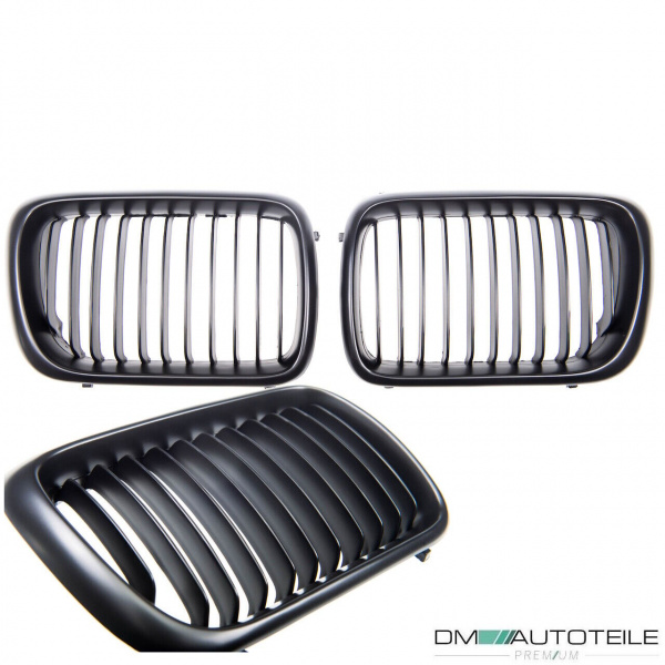 Satz 2x Kühlergrill Schwarz Matt Einzelsteg passend für BMW 3er E36 Facelift ab 1996-9999