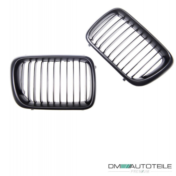 Satz 2x Kühlergrill Schwarz Matt Einzelsteg passend für BMW 3er E36 Facelift ab 1996-9999