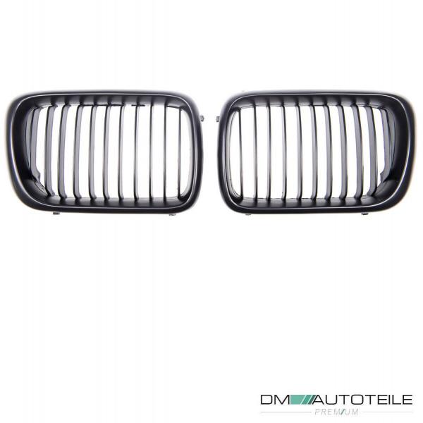 Satz 2x Kühlergrill Schwarz Matt Einzelsteg passend für BMW 3er E36 Facelift ab 1996-9999