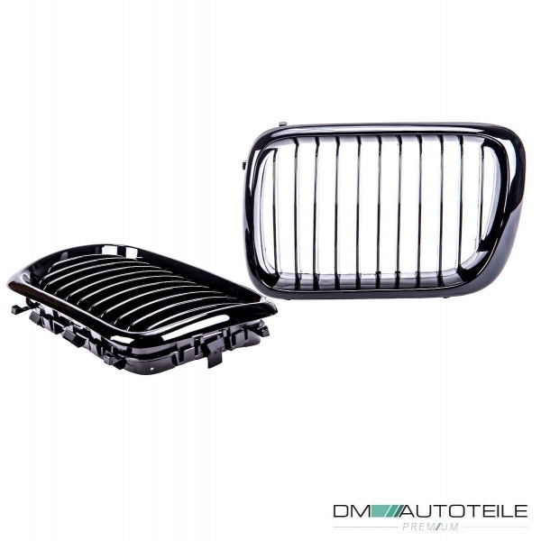 Kühlergrill Grill SET Schwarz Glanz Einzelsteg für BMW 3er E36 Facelift ab 1996