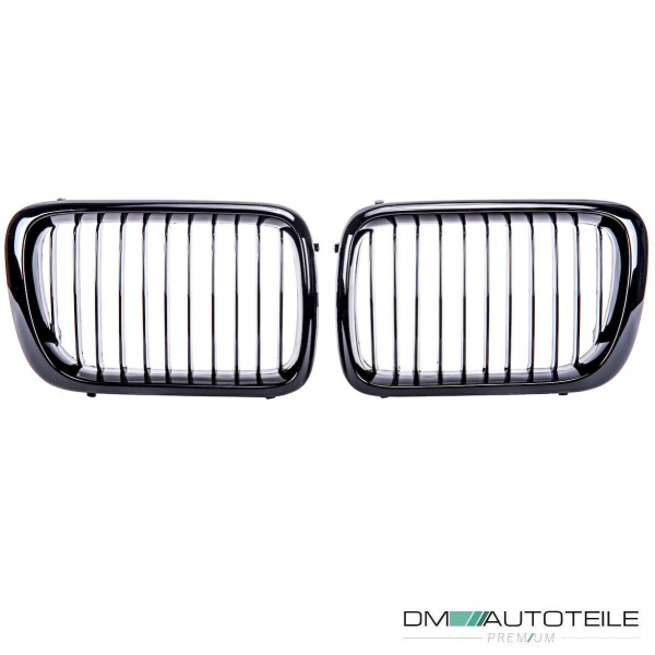 Kühlergrill Grill SET Schwarz Glanz Einzelsteg für BMW 3er E36 Facelift ab 1996